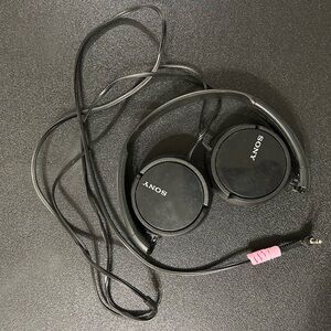 Sony Black Over-Ear Headphones with Pink Plug